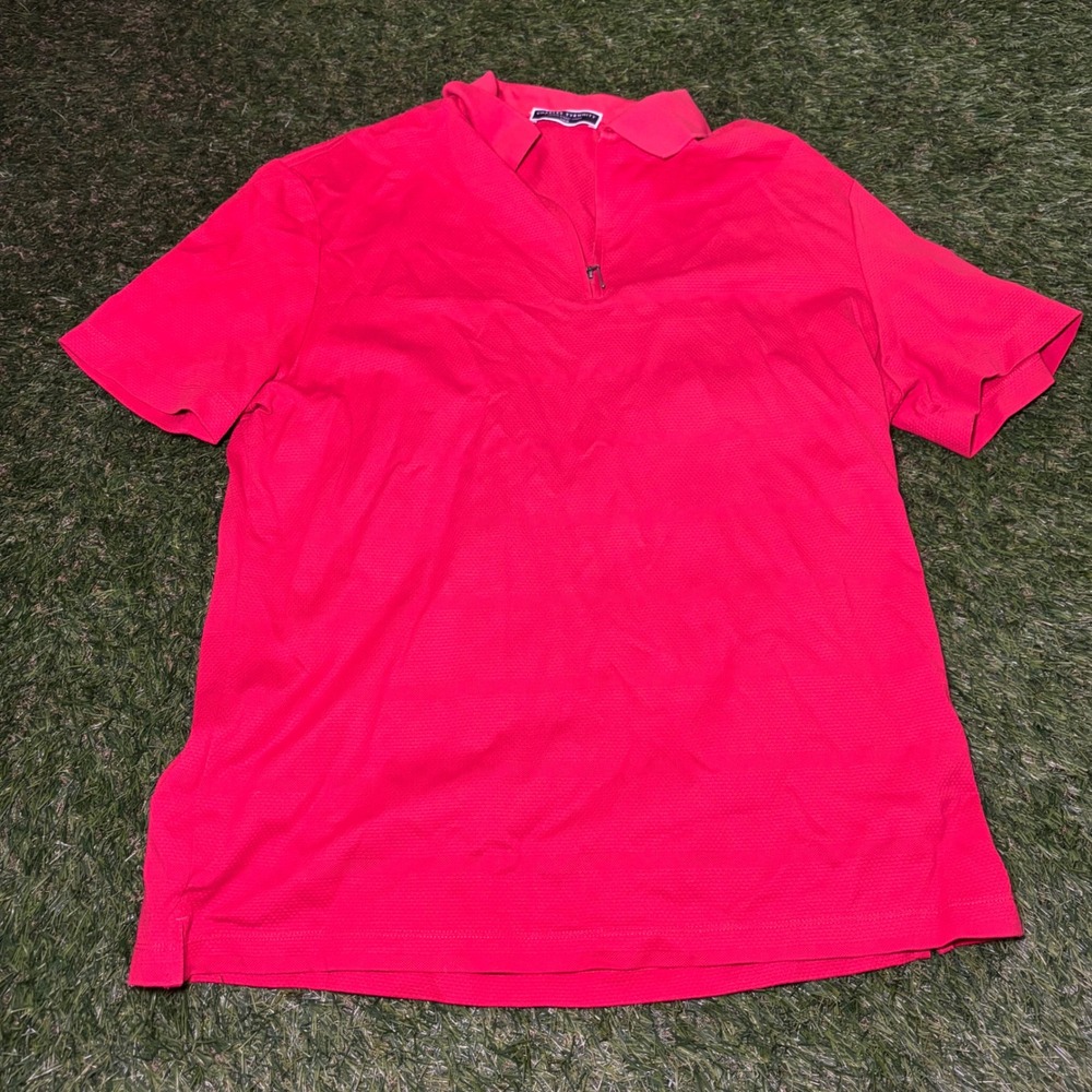 Charles Tyrwhitt Mens Orange 100% Cotton Quarter Zip Polo Shirt Large 0088